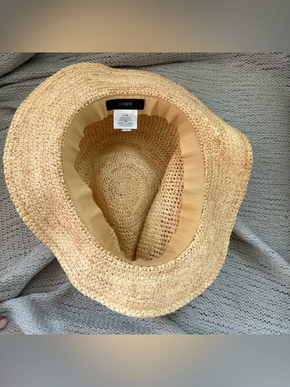 J. Crew 100% Rafia Women's Packable Straw Hat, Size L/XL